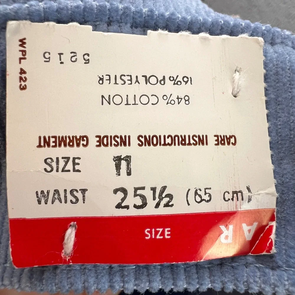 New Vintage 70s Levi's Kids Girls‎ Blue Corduroy Bell Bottom Jeans Size 11